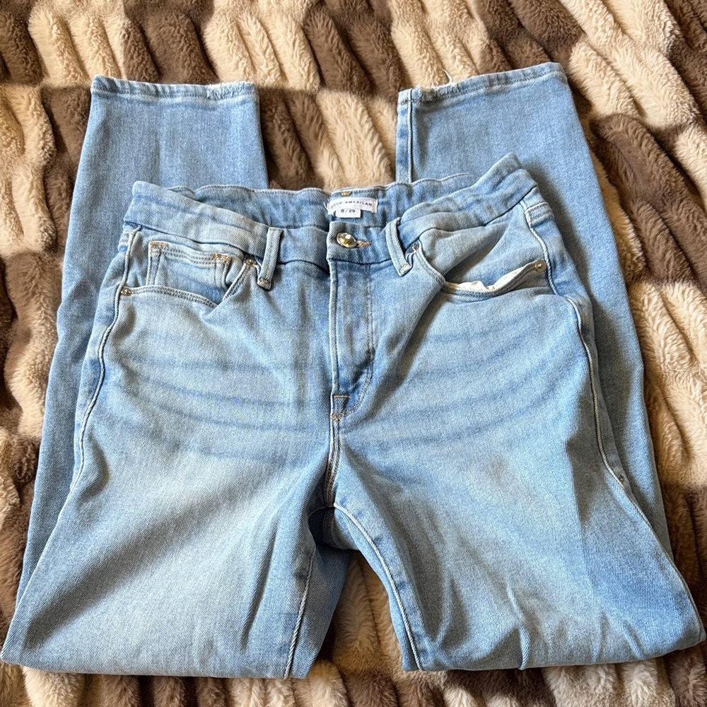 Good American Light Blue Straight Leg Jeans